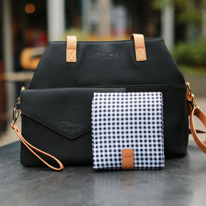 MilkMaid Goods Olivia Diaper Bag - BLACK w/ Plaid